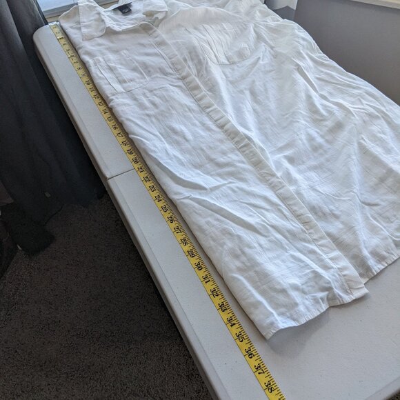 Lane Bryant Women's Shirt Dress / Tunic, White, semi-sheer fabric with pockets - Picture 6 of 13